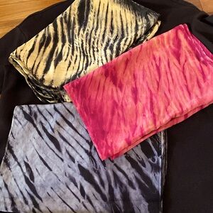 Trio of hand dyed Shibori scarves